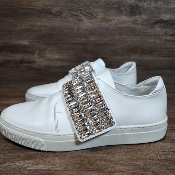 ZCD Montreal Italian Crystals White Leather Bling ASO Jennifer Lopez 37 US 6.5 - Picture 4 of 16